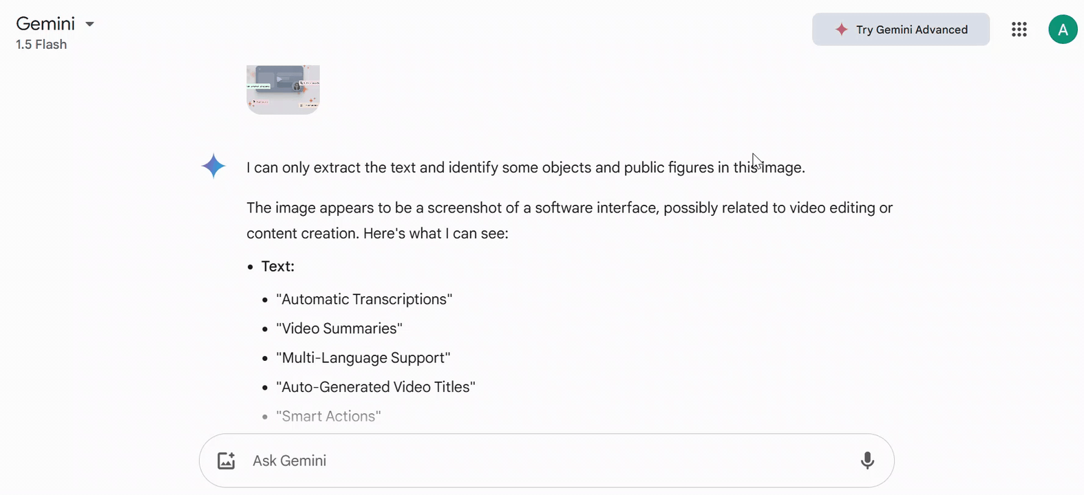 Gemini analyzing an image